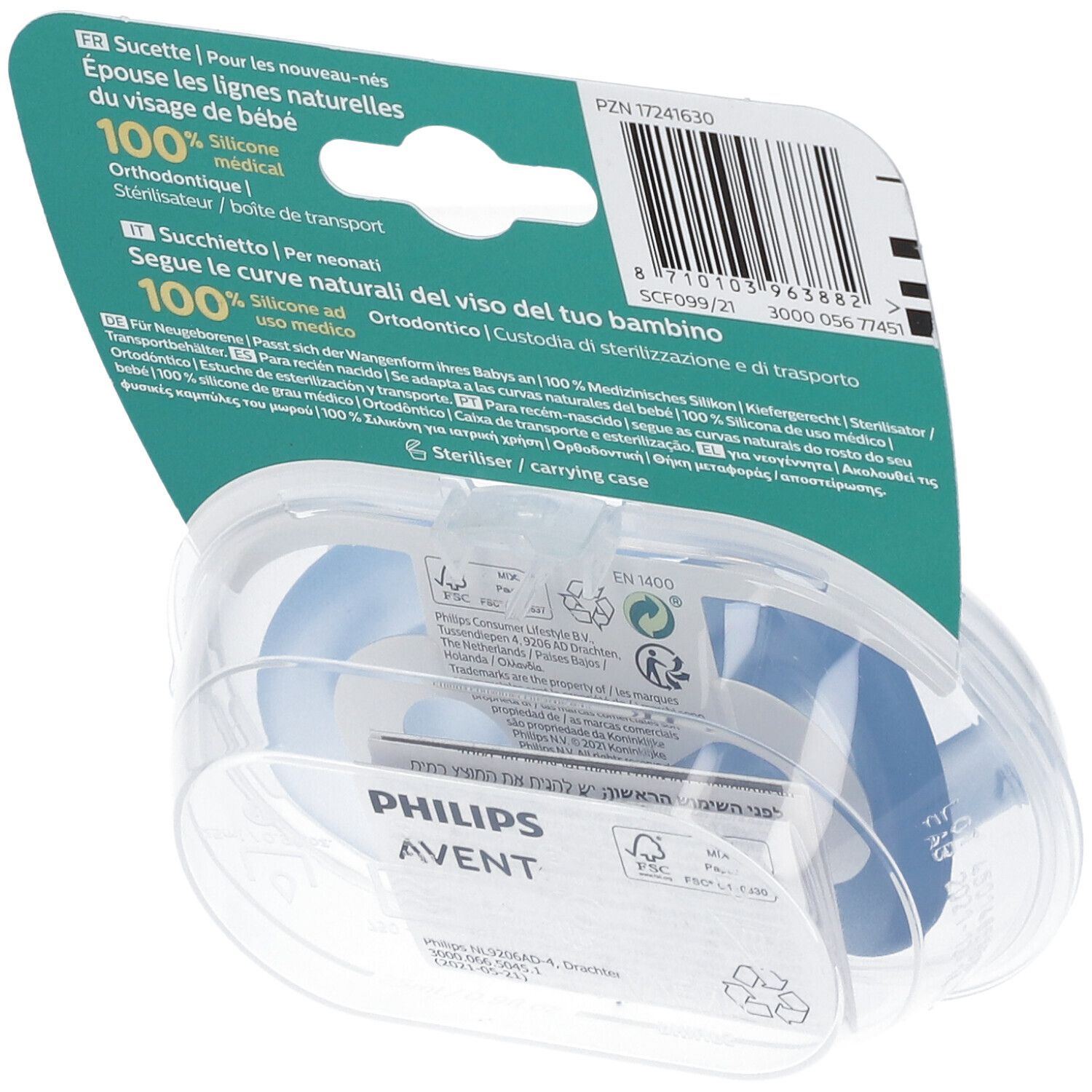 PHILIPS AVENT Curved Soothie Blue 0-6m Steri 2 Stk