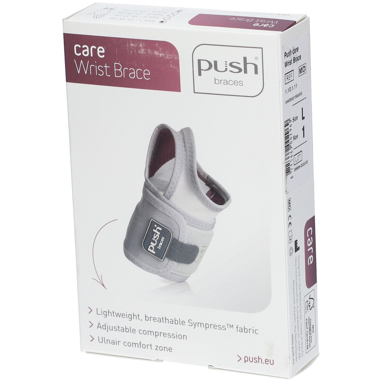 PUSH CARE Handgelenkband Gr1 13-15cm links hellgr