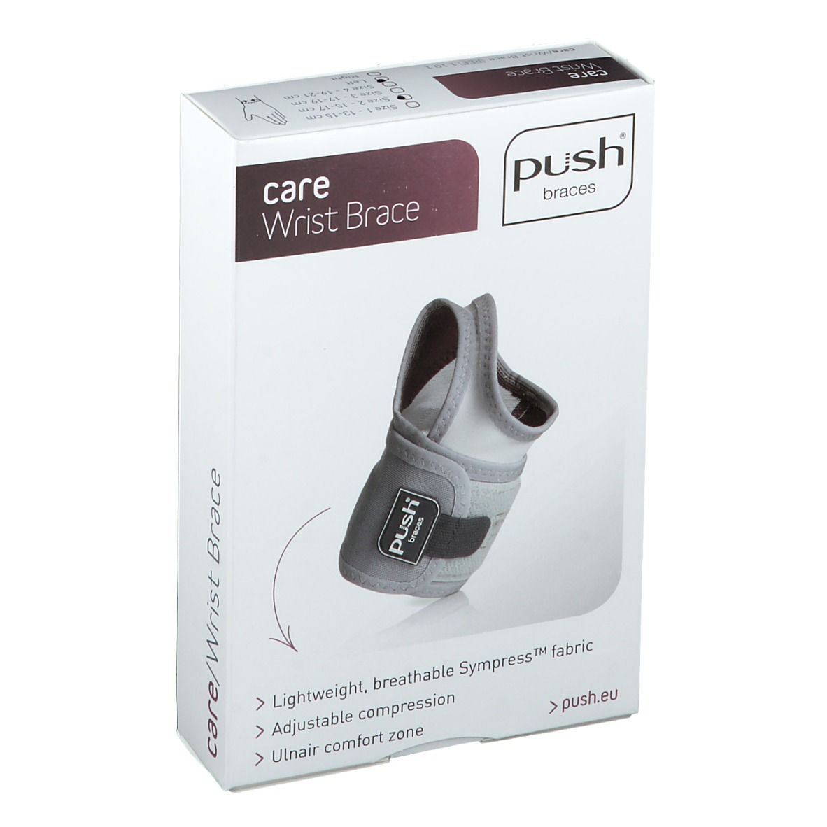 PUSH CARE Handgelenkband Gr2 15-17cm links hellgr