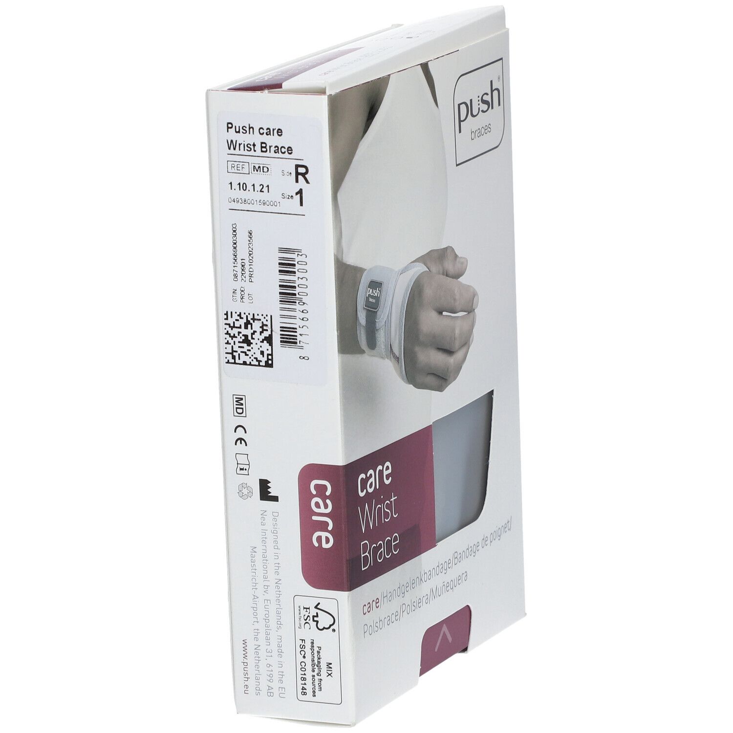 PUSH CARE Handgelenkband Gr1 13-15cm rechts hellgr