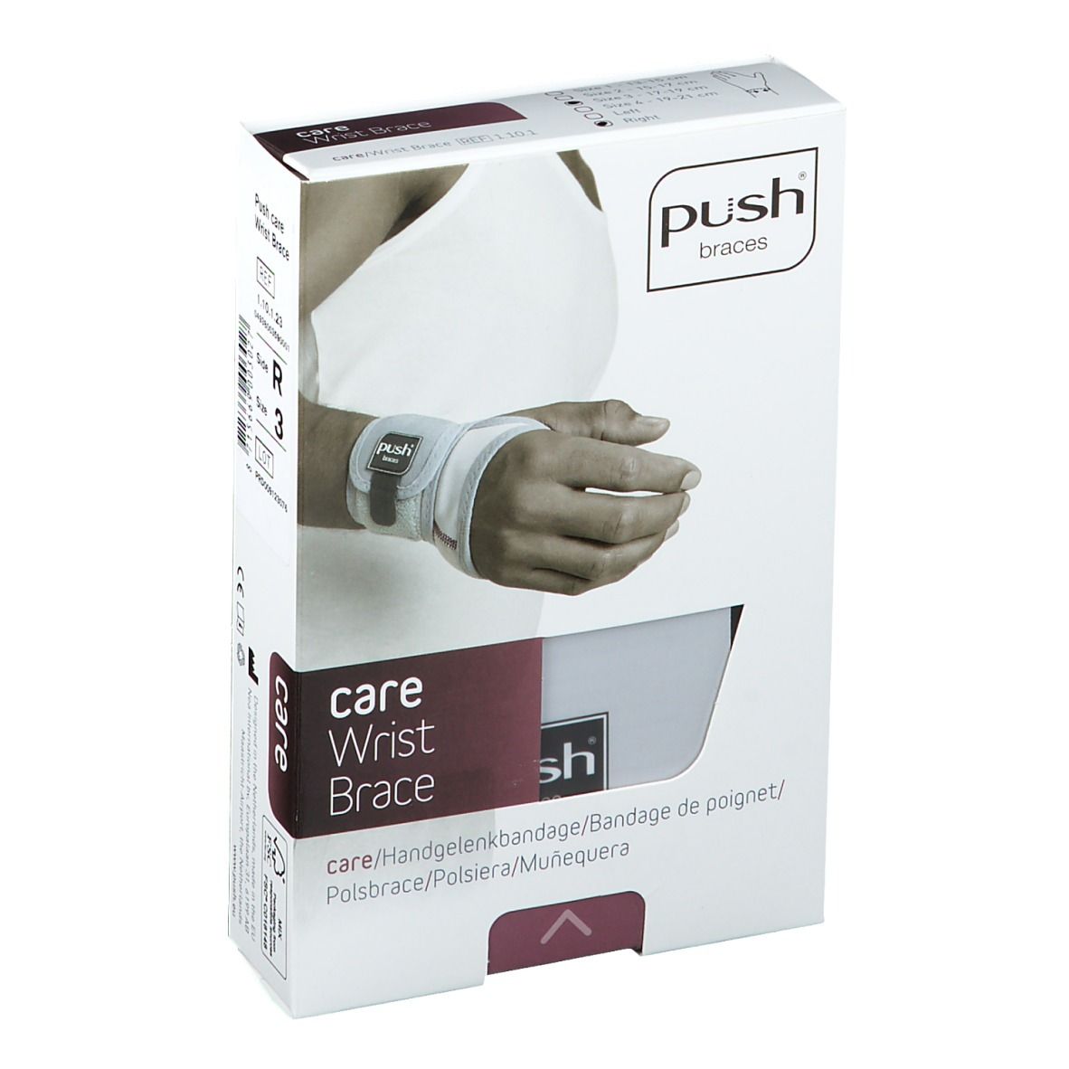 PUSH CARE Handgelenkband Gr3 17-19cm rechts hellgr