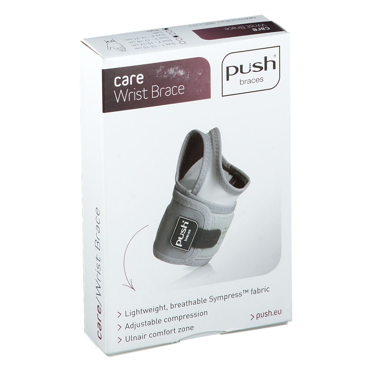 PUSH CARE Handgelenkband Gr3 17-19cm rechts hellgr