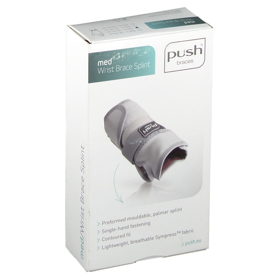 PUSH MED Handgelenkba Gr2 15-17cm Schie re hellgr