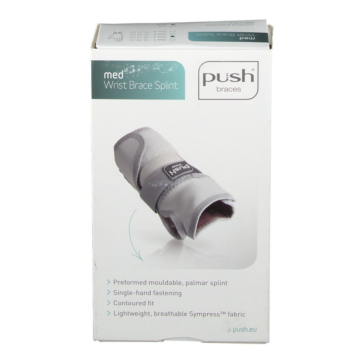 PUSH MED Handgelenkba Gr2 15-17cm Schie re hellgr