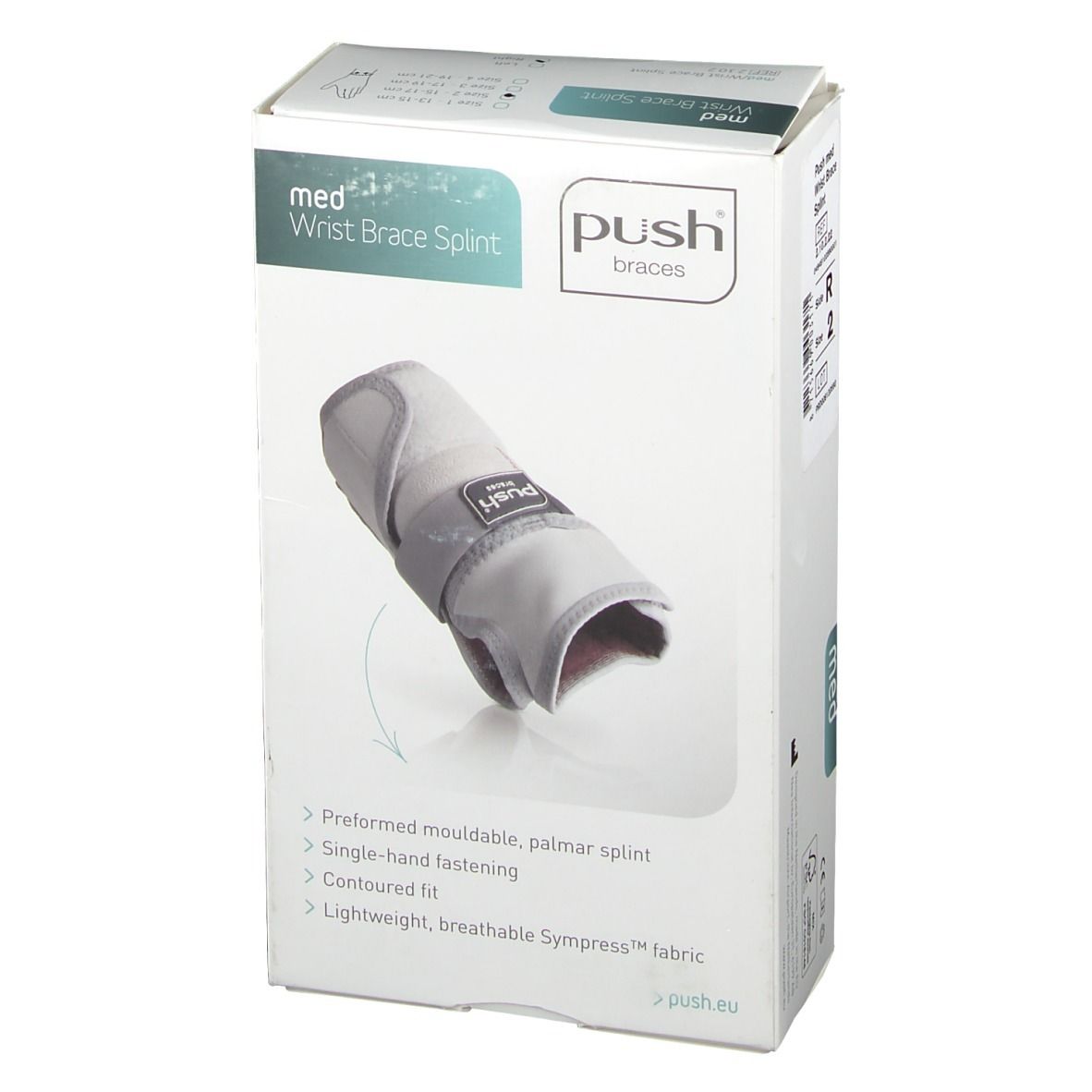 PUSH MED Handgelenkba Gr2 15-17cm Schie re hellgr