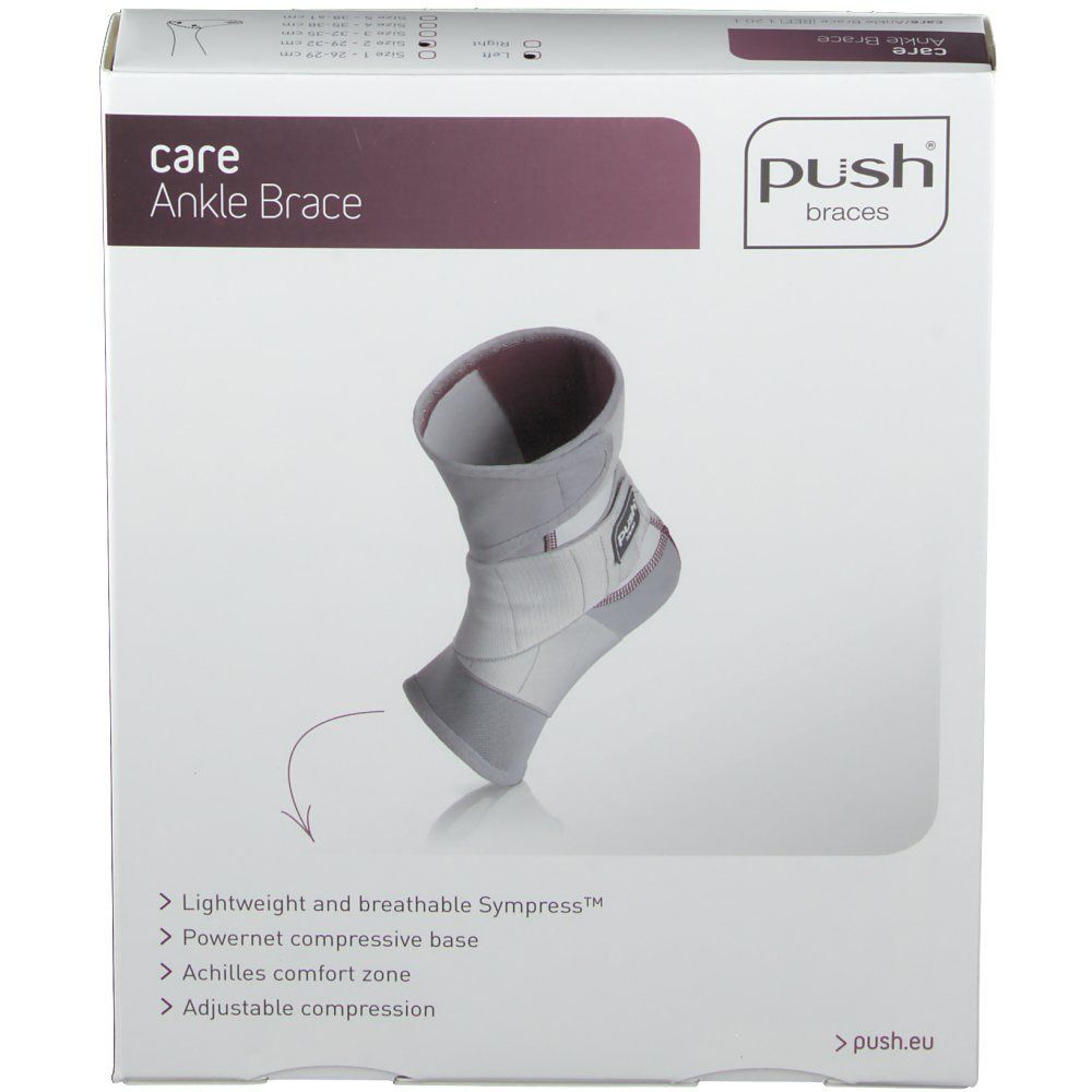 PUSH CARE Knöchelbandage Gr2 29-32cm links hellgr