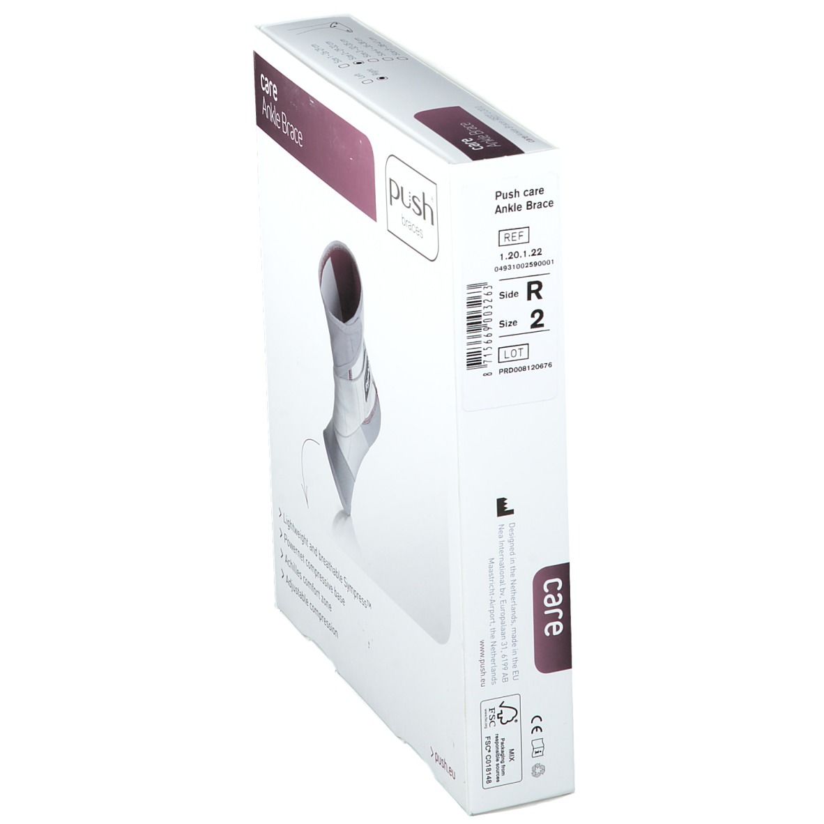 PUSH CARE Knöchelbandage Gr2 29-32cm rechts hellgr