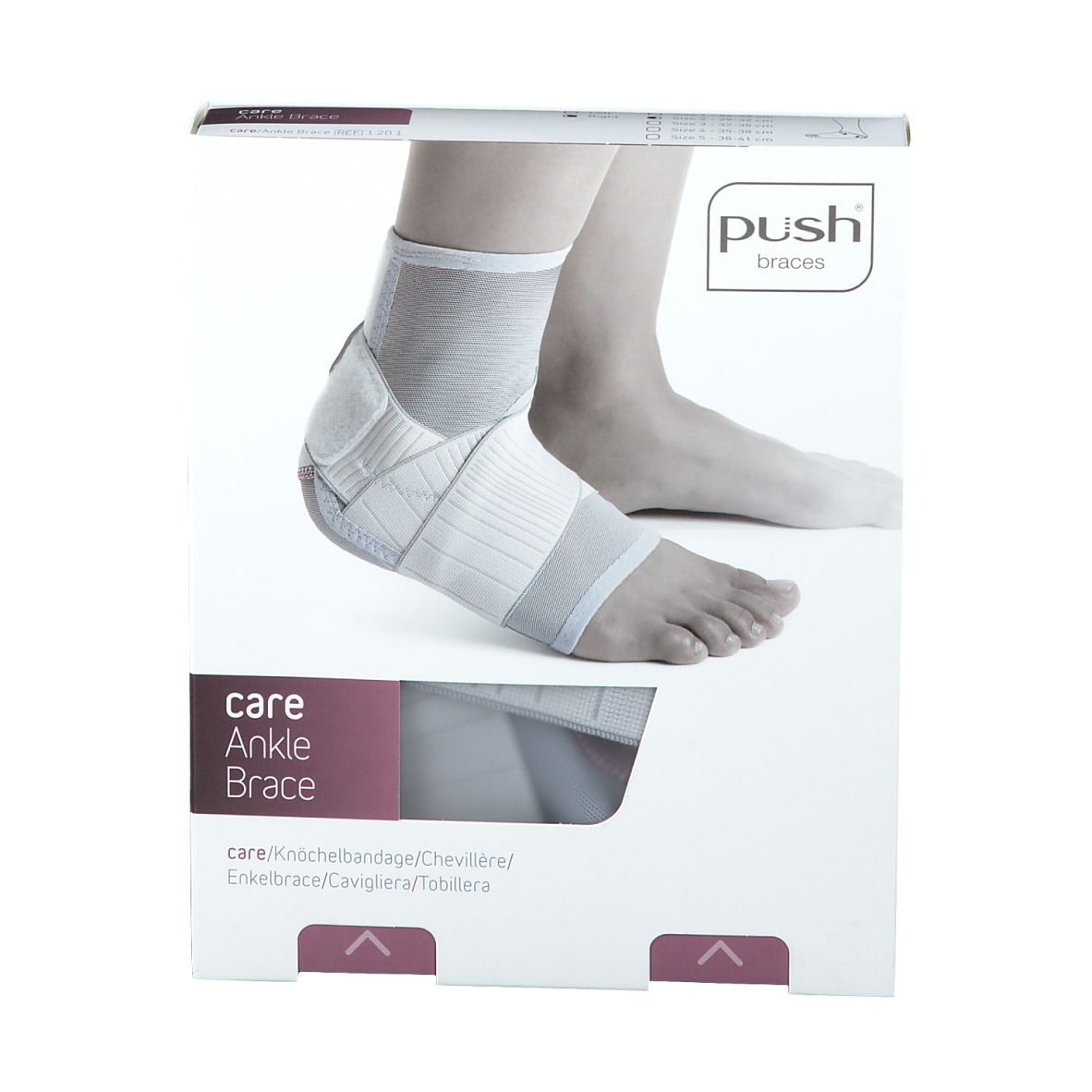 PUSH CARE Knöchelbandage Gr2 29-32cm rechts hellgr