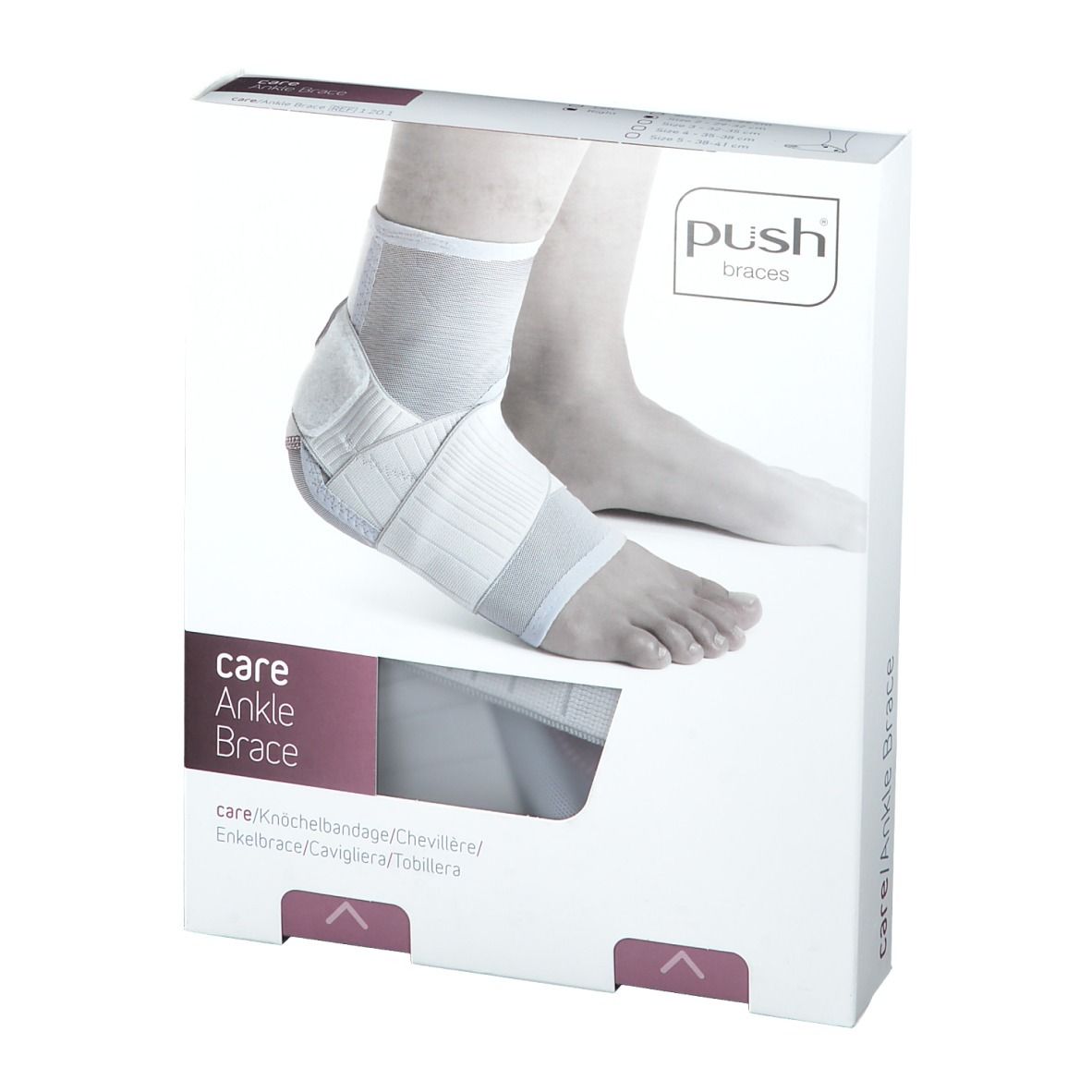 PUSH CARE Knöchelbandage Gr2 29-32cm rechts hellgr