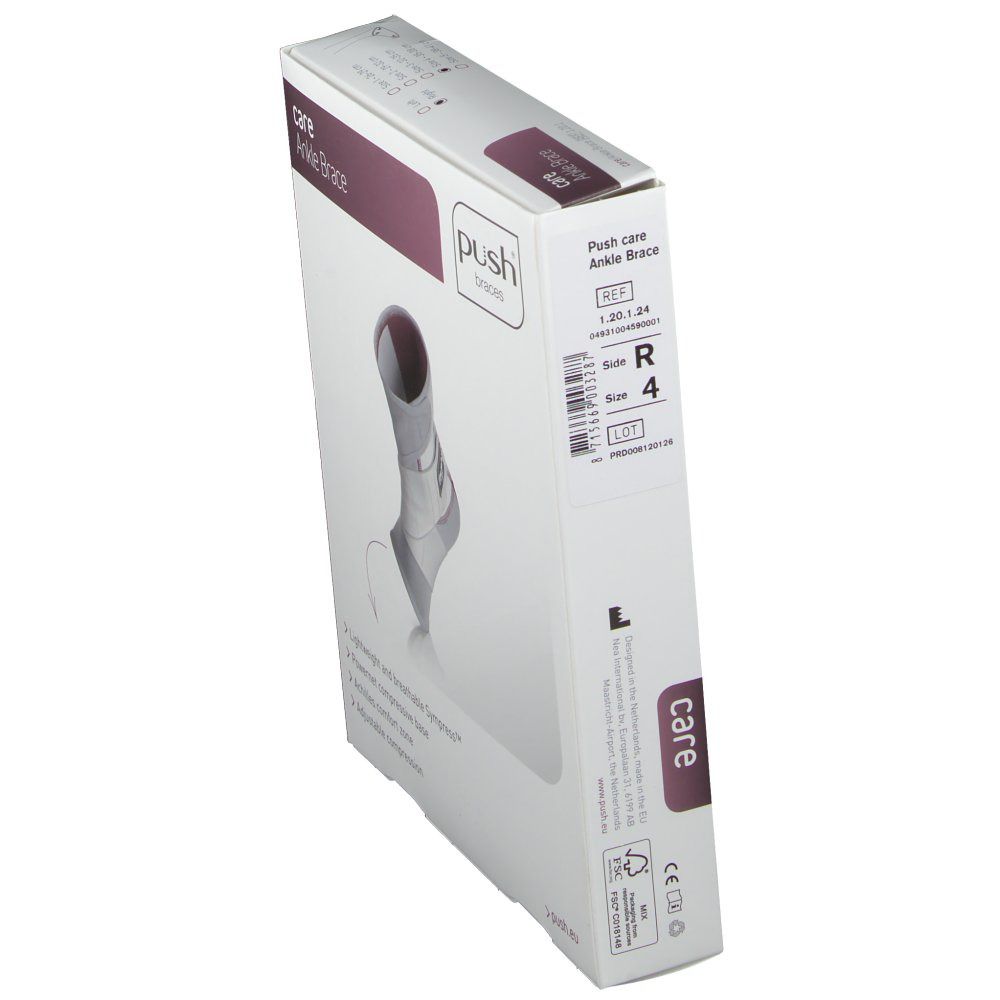 PUSH CARE Knöchelbandage Gr4 35-38cm rechts hellgr