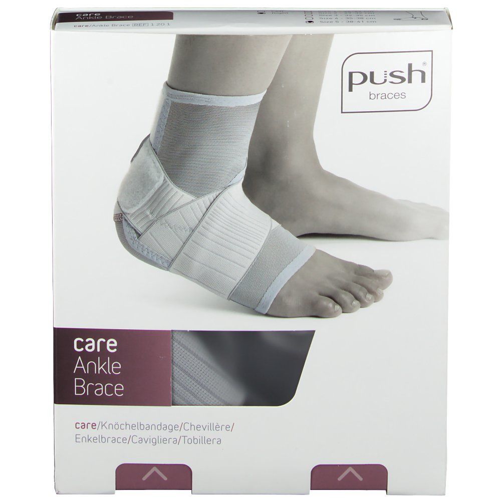 PUSH CARE Knöchelbandage Gr5 38-41cm rechts hellgr