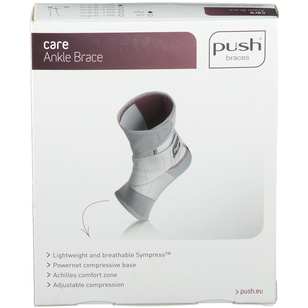 PUSH CARE Knöchelbandage Gr5 38-41cm rechts hellgr