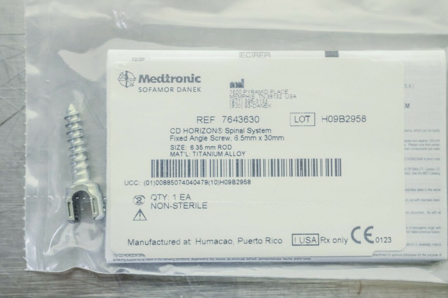 SCREW 7643630 FIXED ANGLE 6.5X30 TI