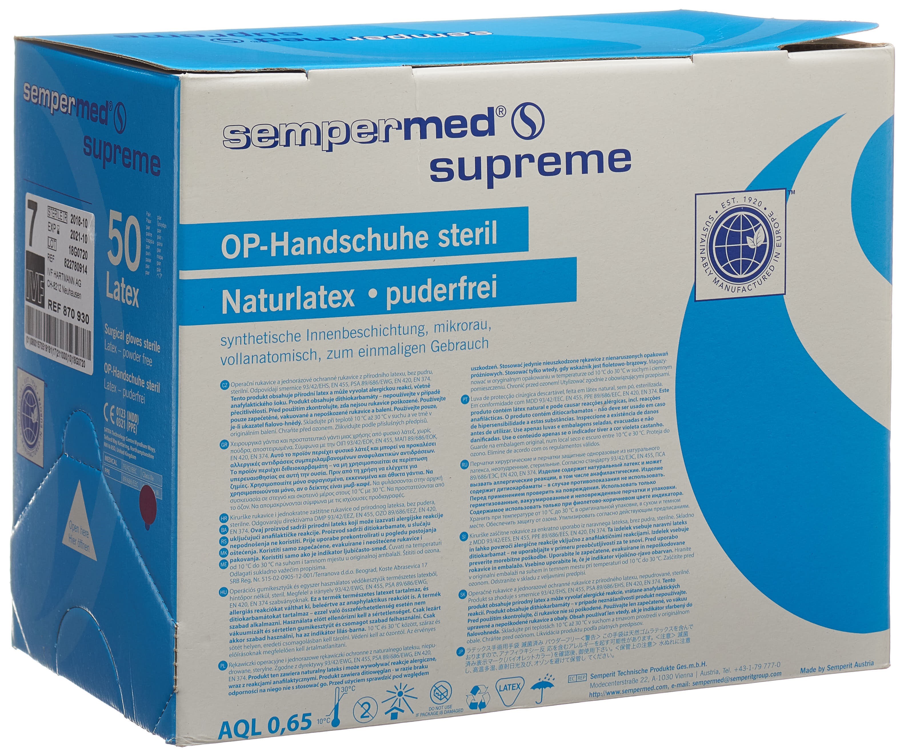 SEMPERMED Supreme OP Handschuhe 6.5 steril 50 Paar