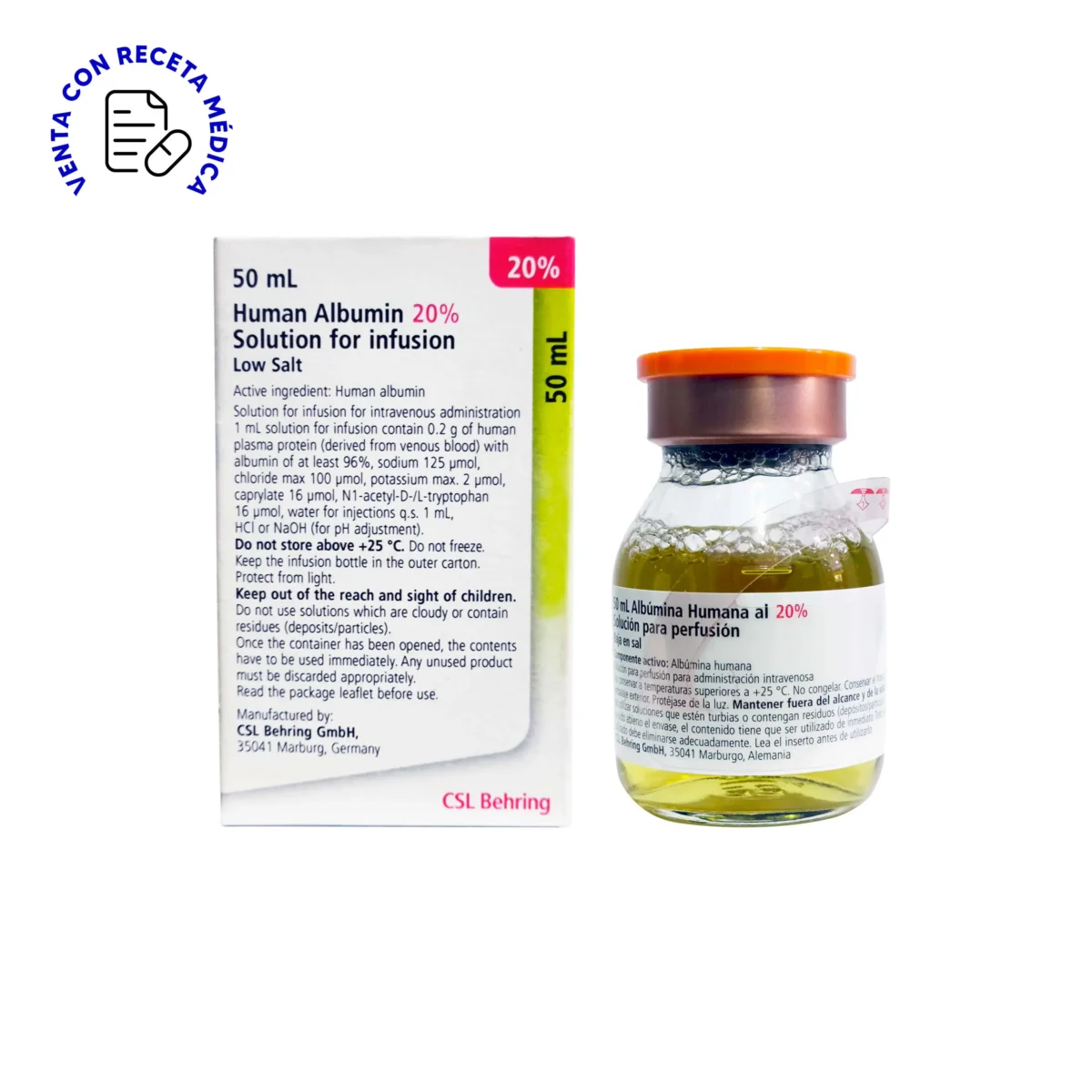 ALBUMIN CSL sol perf 20 % 50ml