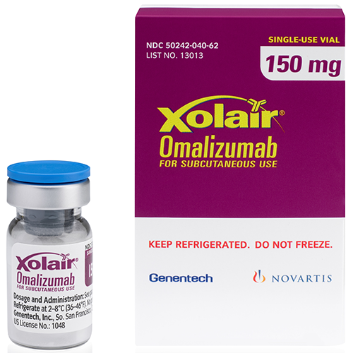 XOLAIR subst sèche 150 mg c solv flac