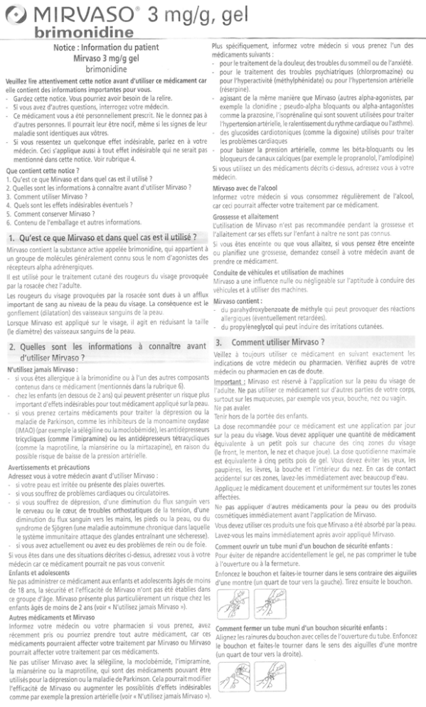 Mirvaso 3.3mg/g, Gel