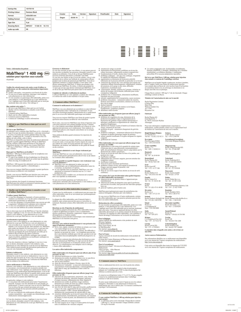 MabThera subkutan 1400 mg/11.7 ml, Lösung zur subkutanen Injektion