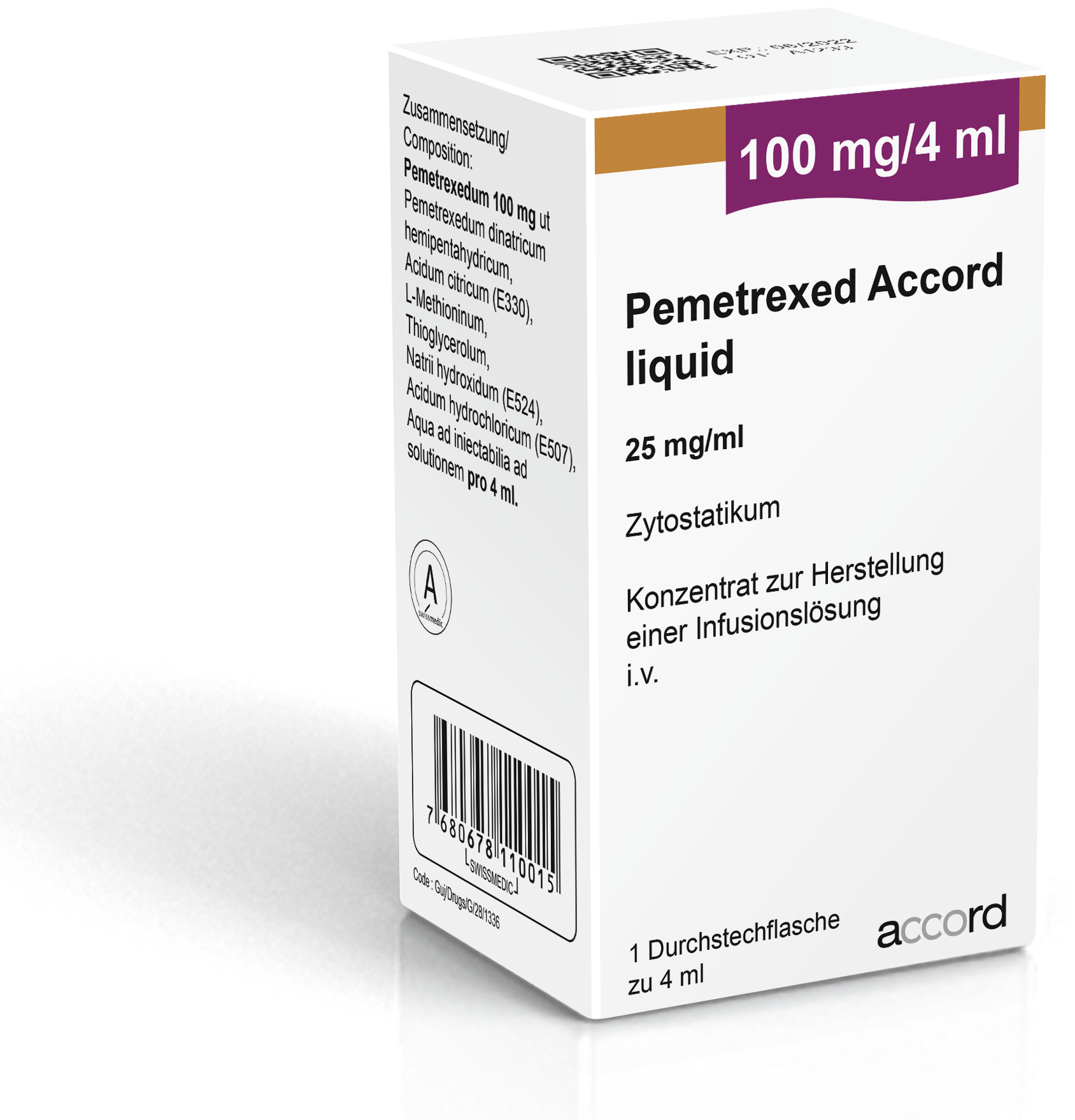 Pemetrexed Sandoz conc. 100 mg/4 ml, Konzentrat zur Herstellung einer Infusionslösung