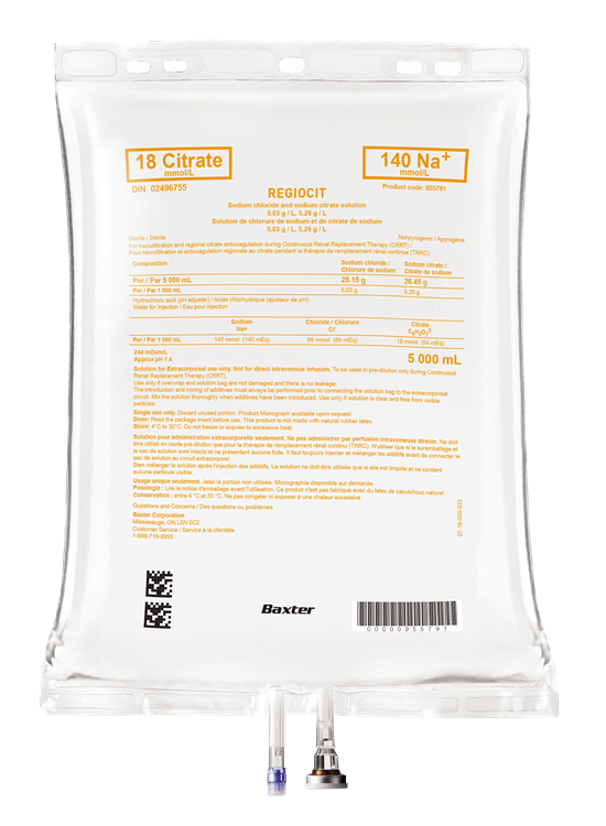 Regiocit, Hämofiltrationslösung