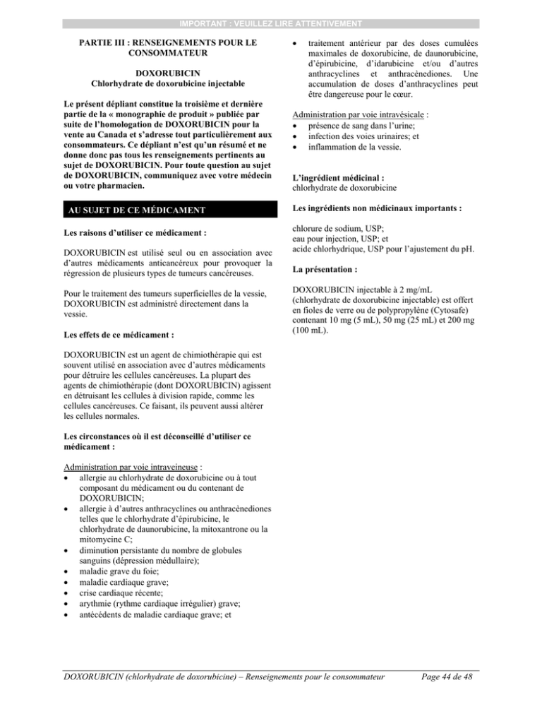 DOXORUBICIN Accord sol inj 50 mg/25ml flac